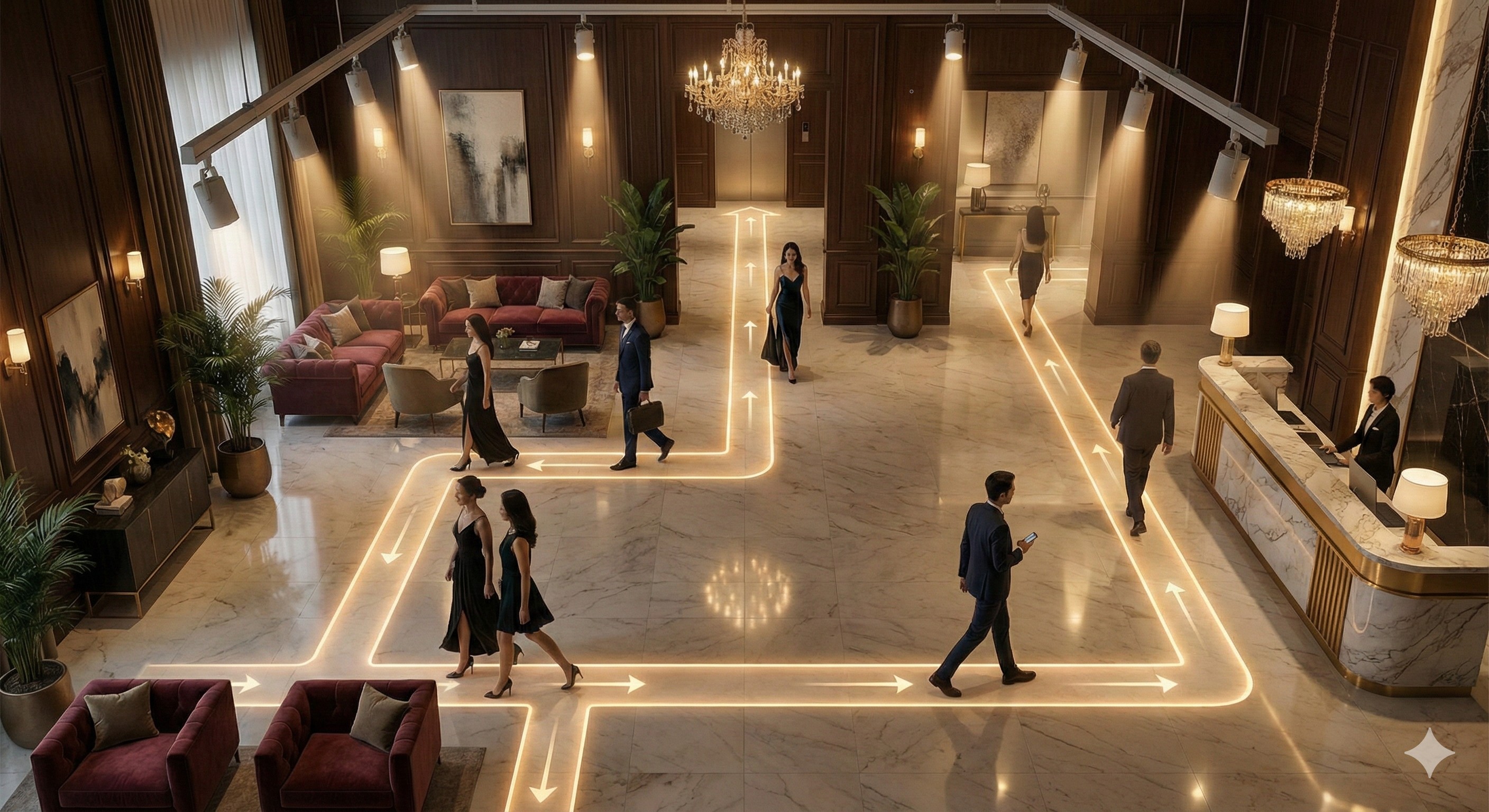 Pixion spatial guidance in hotel lobby