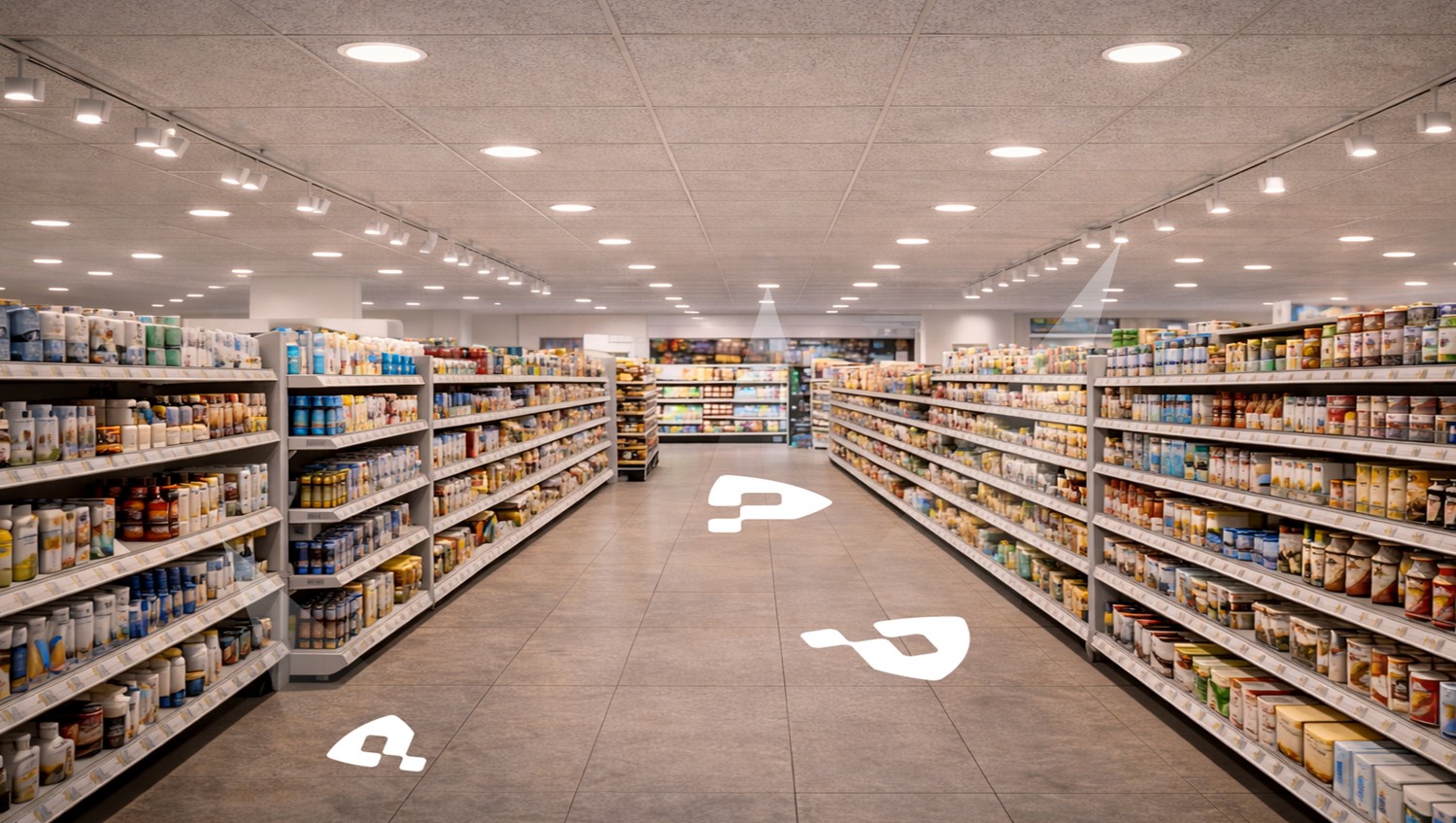Pixion retail projection in store aisle